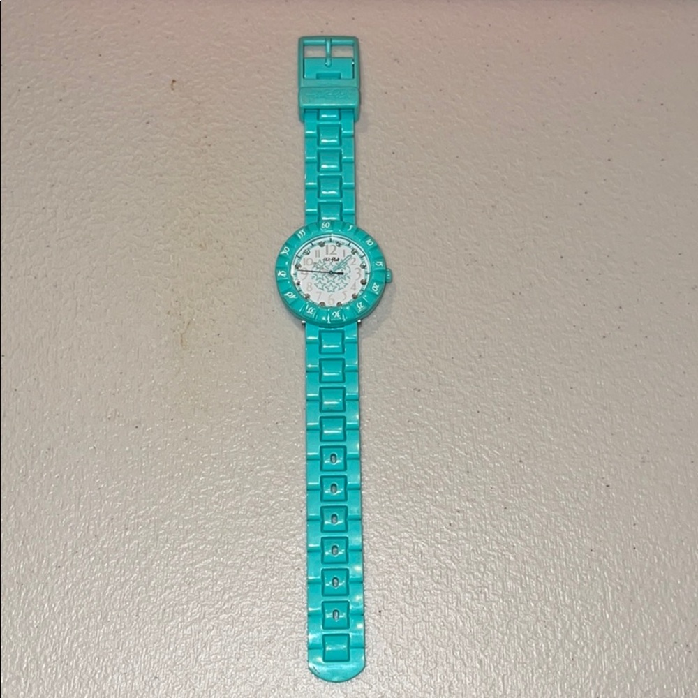 SWATCH FLIK FLAK Swiss Watch w Crystal Dial  in mint green